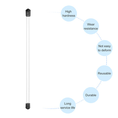 Harfington Clear Rigid Tube Round Plastic Tubing with Black Rubber Caps Polycarbonate Water Pipe, 305mm/ 12 Inch Length, 4mmx6mm/0.16"x0.23", 1 Set