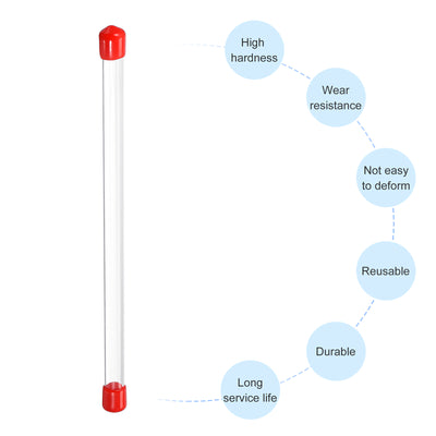 Harfington Clear Rigid Tube Round Plastic Tubing with Red Rubber Caps Polycarbonate Water Pipe, 305mm/ 12 Inch Length, 6mmx8mm/0.23"x0.31", 2 Set