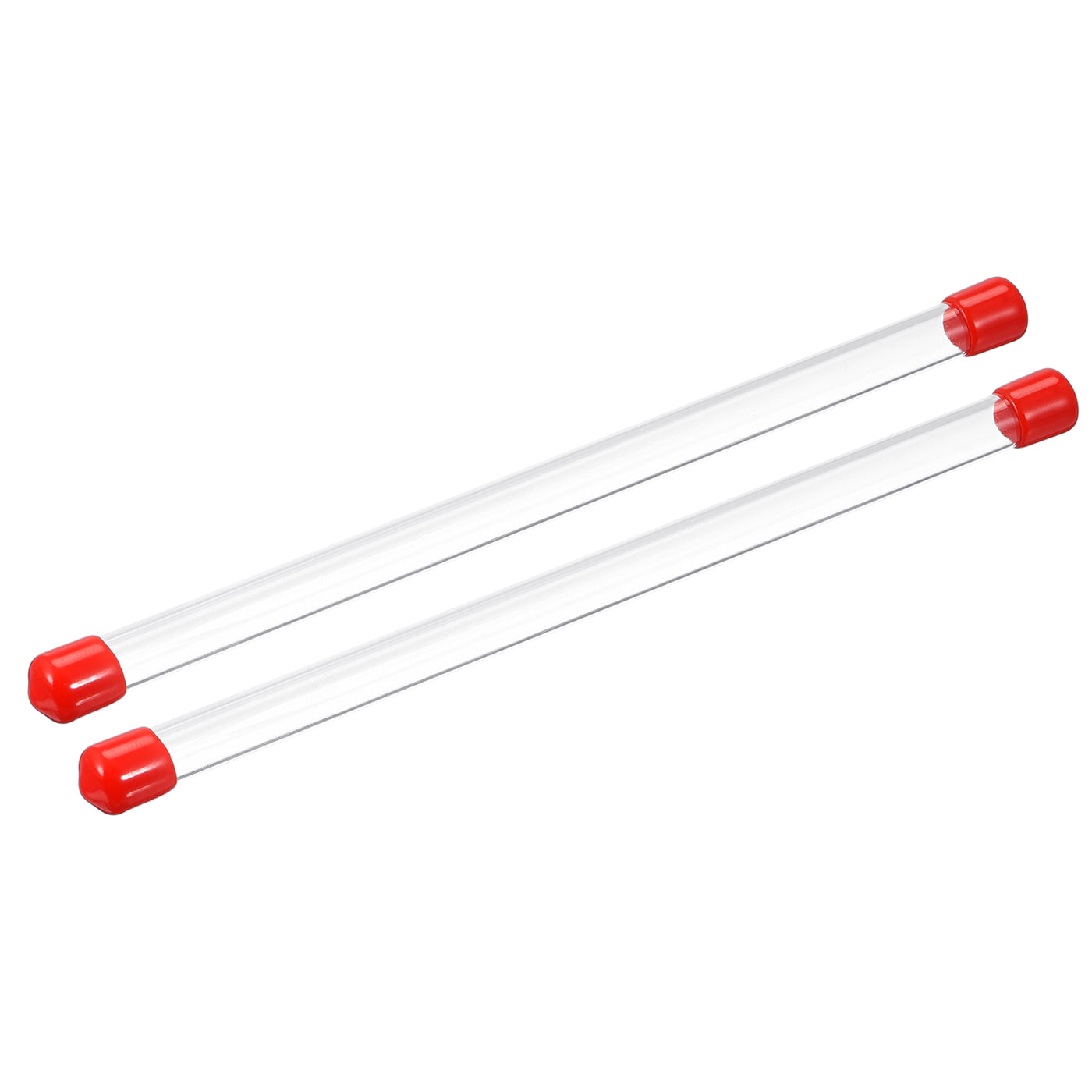 Harfington Clear Rigid Tube Round Plastic Tubing with Red Rubber Caps Polycarbonate Water Pipe, 305mm/ 12 Inch Length, 6mmx8mm/0.23"x0.31", 2 Set