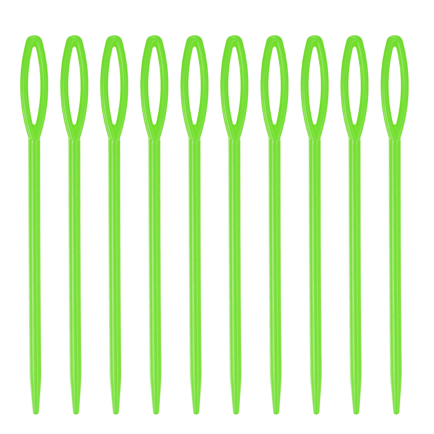 Harfington 100pcs Plastic Sewing Needles, 9cm Large Eye Blunt Learning Needles, Green