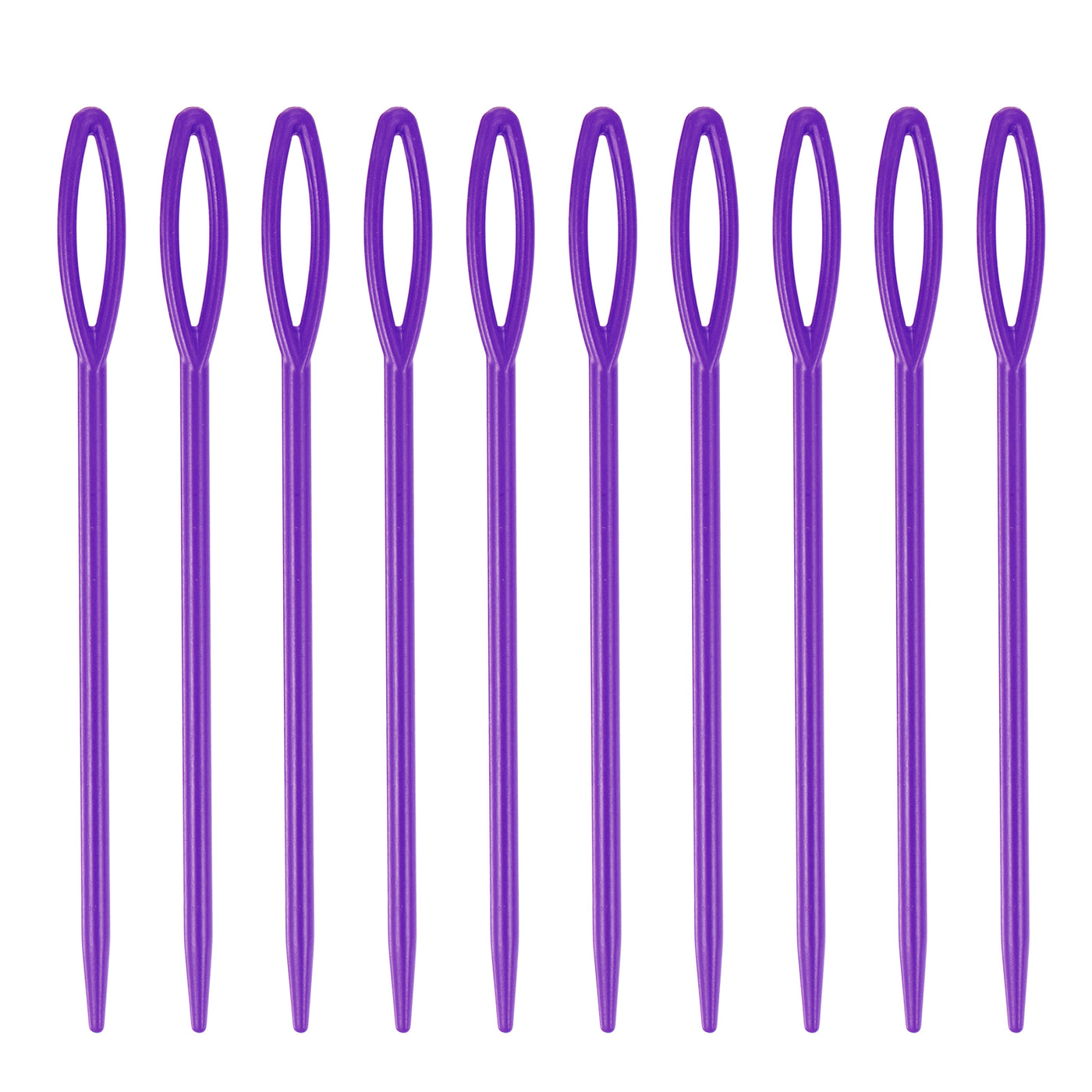 Harfington 100pcs Plastic Sewing Needles, 9cm Large Eye Blunt Learning Needle, Light Purple