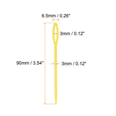 Harfington 100pcs Plastic Sewing Needles, 9cm Large Eye Blunt Learning Needles, Yellow