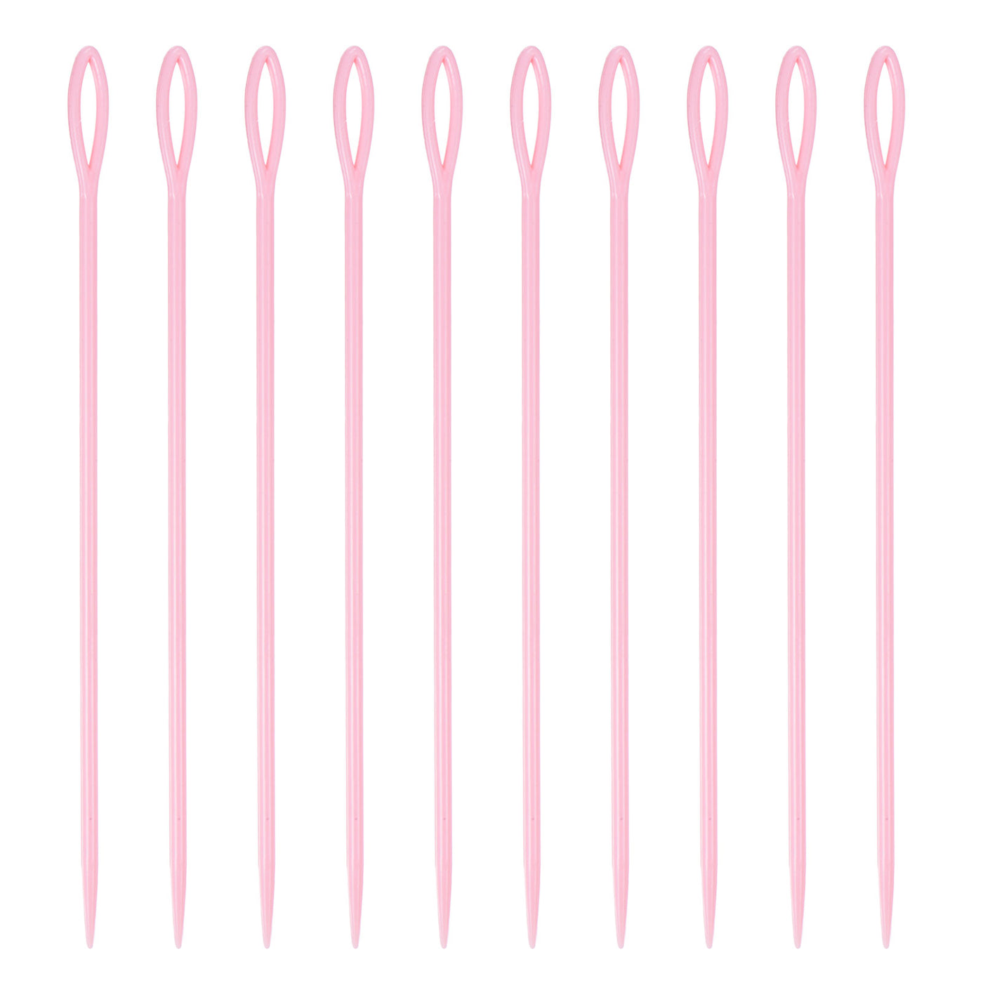 Harfington 20pcs Plastic Sewing Needles, 15cm Large Eye Blunt Learning Needles, Pink