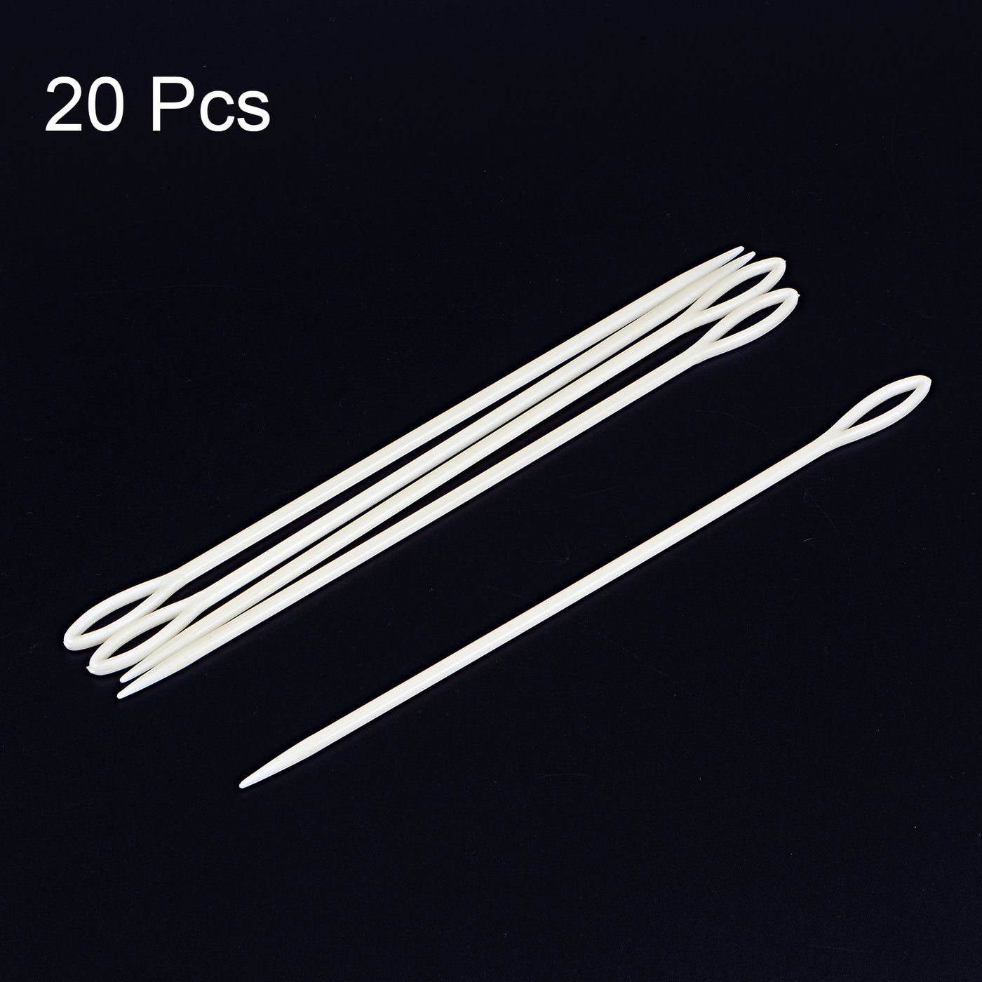 Harfington 20pcs Plastic Sewing Needles, 15cm Large Eye Blunt Learning Needles, White