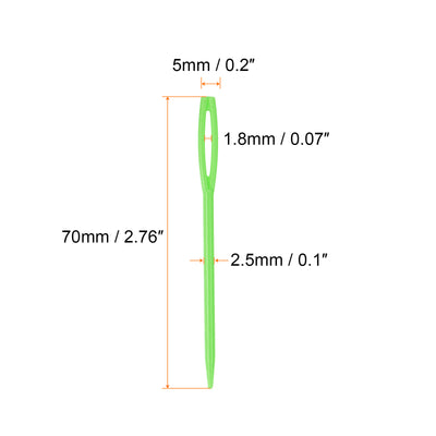 Harfington 200pcs Plastic Sewing Needles, 7cm Large Eye Blunt Learning Needles, Green