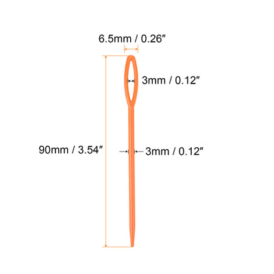 Harfington 90stk. Kunststoff Nähnadeln, 9cm Länge Groß Augen Stumpf Nadeln Lernennadeln für Nähen Handgefertigt Handwerk DIY Notizen Nähen, Orange