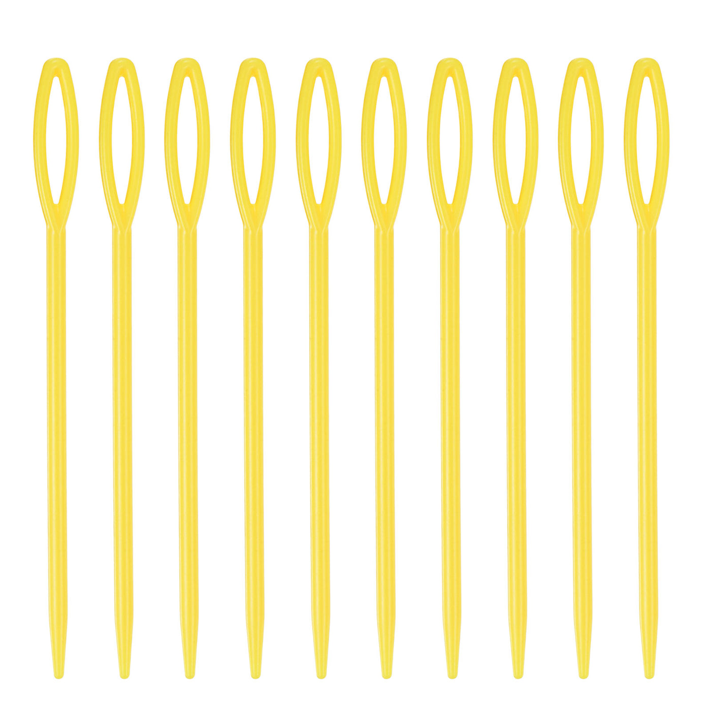 Harfington 90pcs Plastic Sewing Needles, 9cm Large Eye Blunt Learning Needles, Yellow