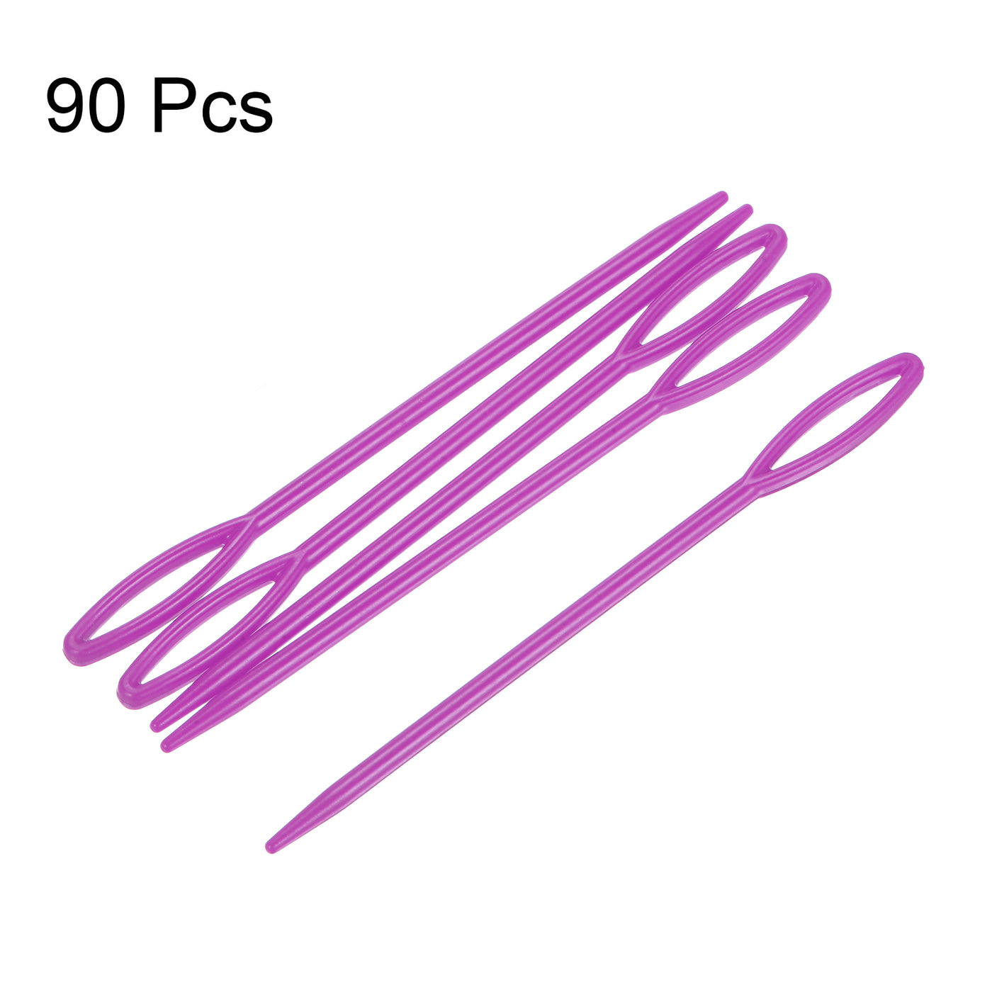 Harfington 90pcs Plastic Sewing Needles, 9cm Large Eye Blunt Learning Needles, Dark Purple