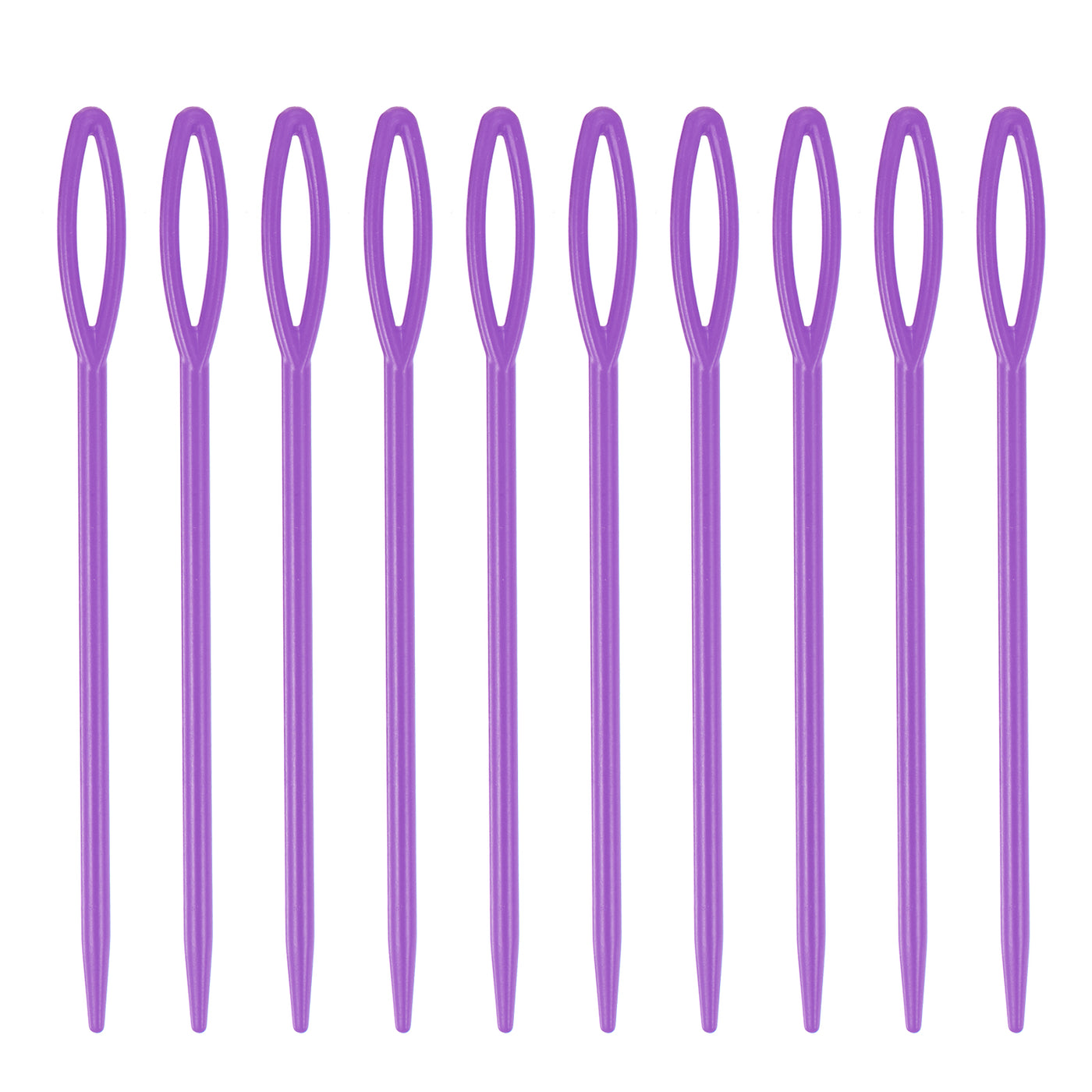 Harfington 90pcs Plastic Sewing Needles, 9cm Large Eye Blunt Learning Needles, Purple