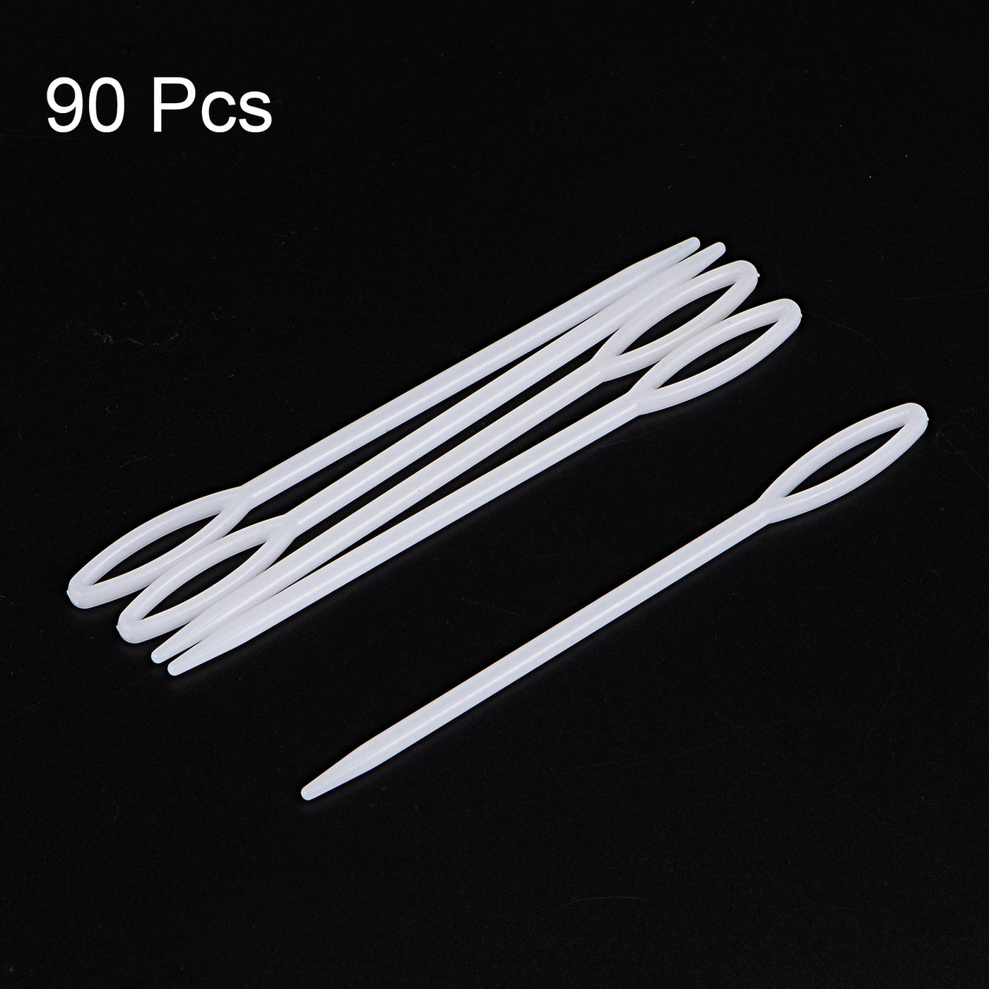 Harfington 90pcs Plastic Sewing Needles, 9cm Large Eye Blunt Learning Needles, White