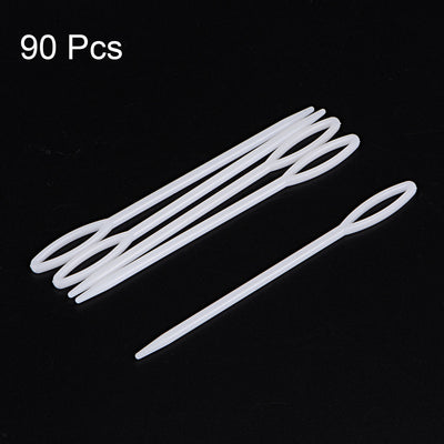 Harfington 90pcs Plastic Sewing Needles, 9cm Large Eye Blunt Learning Needles, White