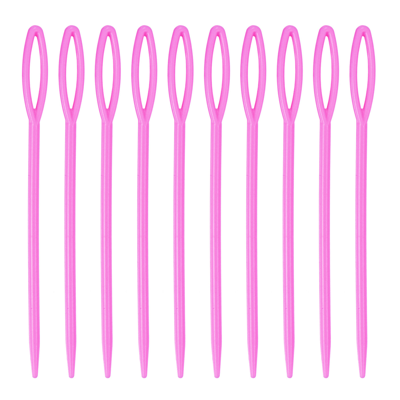 Harfington 150pcs Plastic Sewing Needles, 9cm Large Eye Blunt Learning Needles, Pink