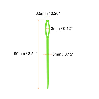 Harfington 150pcs Plastic Sewing Needles, 9cm Large Eye Blunt Learning Needles, Green