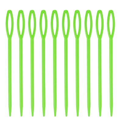 Harfington 150pcs Plastic Sewing Needles, 9cm Large Eye Blunt Learning Needles, Green