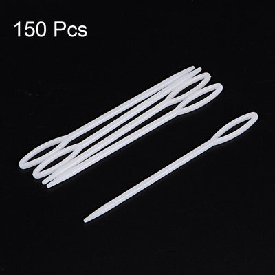 Harfington 150pcs Plastic Sewing Needles, 9cm Large Eye Blunt Learning Needles, White