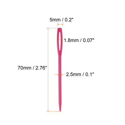 Harfington 90pcs Plastic Sewing Needles, 7cm Large Eye Blunt Learning Needles, Purple