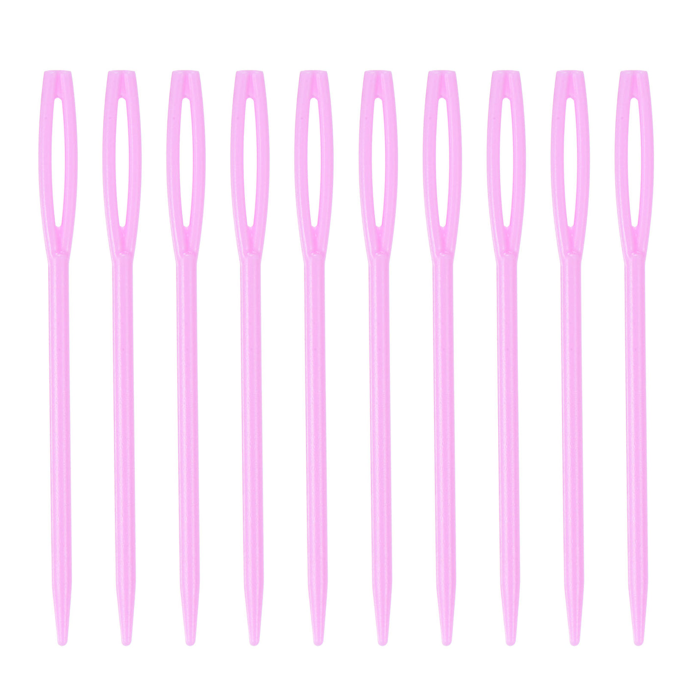 Harfington 90pcs Plastic Sewing Needles, 7cm Large Eye Blunt Learning Needles, Pink