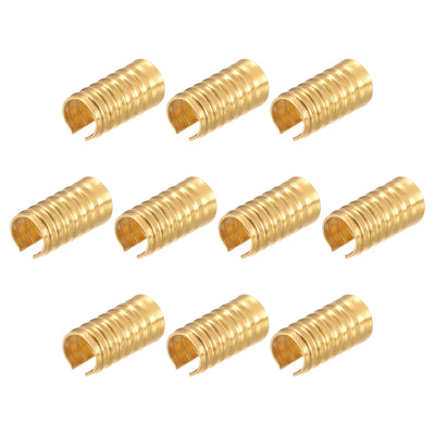 Harfington Uxcell Leather Rope Crimp Clips, Foldable Cylindrical Cord End for Tassel, DIY Crafts