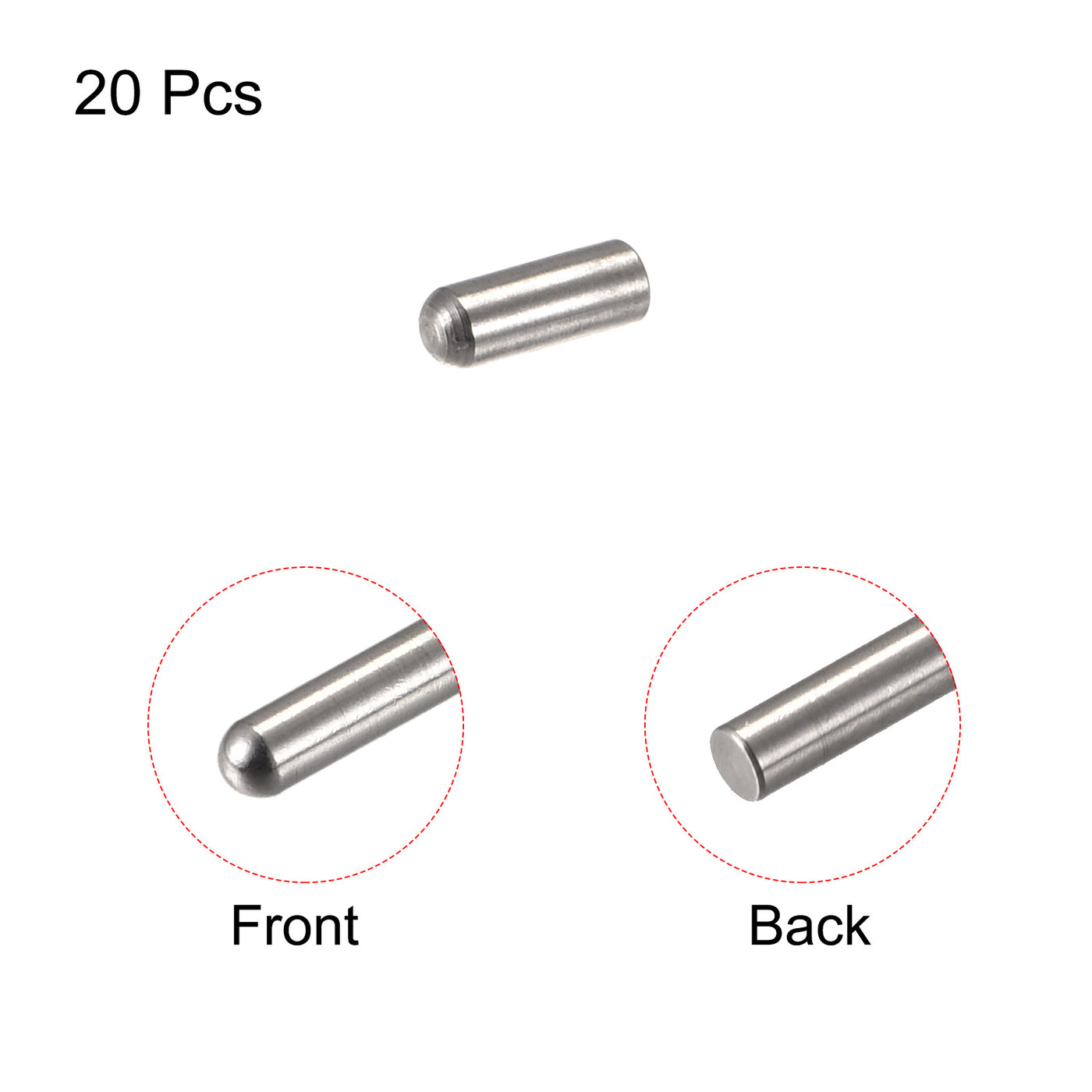 Harfington Dowel Pins, 304 Stainless Steel Round Head Flat Chamfered End Dowel Pins Wood Bunk Bed Shelf Pegs Support Shelves Fasten Elements