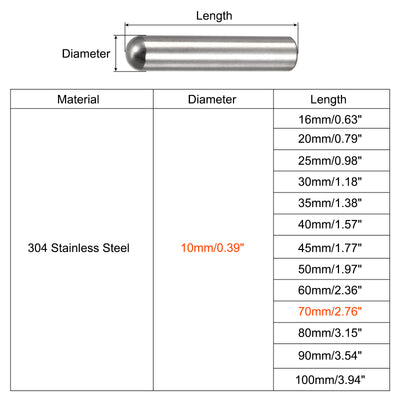 Harfington Dowel Pins, 304 Stainless Steel Round Head Flat Chamfered End Dowel Pin Wood Bunk Bed Shelf Pegs Support Shelves Fasten Element