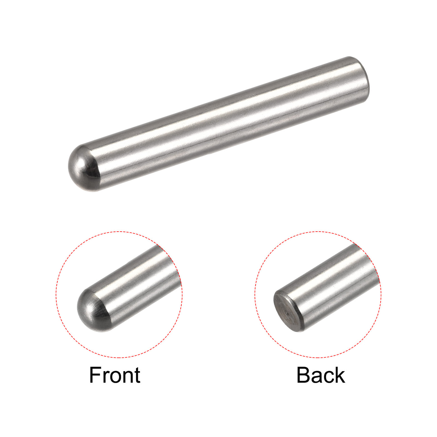 Harfington Dowel Pins, 304 Stainless Steel Round Head Flat Chamfered End Dowel Pin Wood Bunk Bed Shelf Pegs Support Shelves Fasten Element