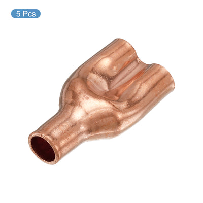 Harfington Tee Y Type Copper Fitting Welding Joint Split Union Intersection 6.35mm or 1/4 Inch ID for HVAC, Air Conditioning Refrigeration System, Pack of 5