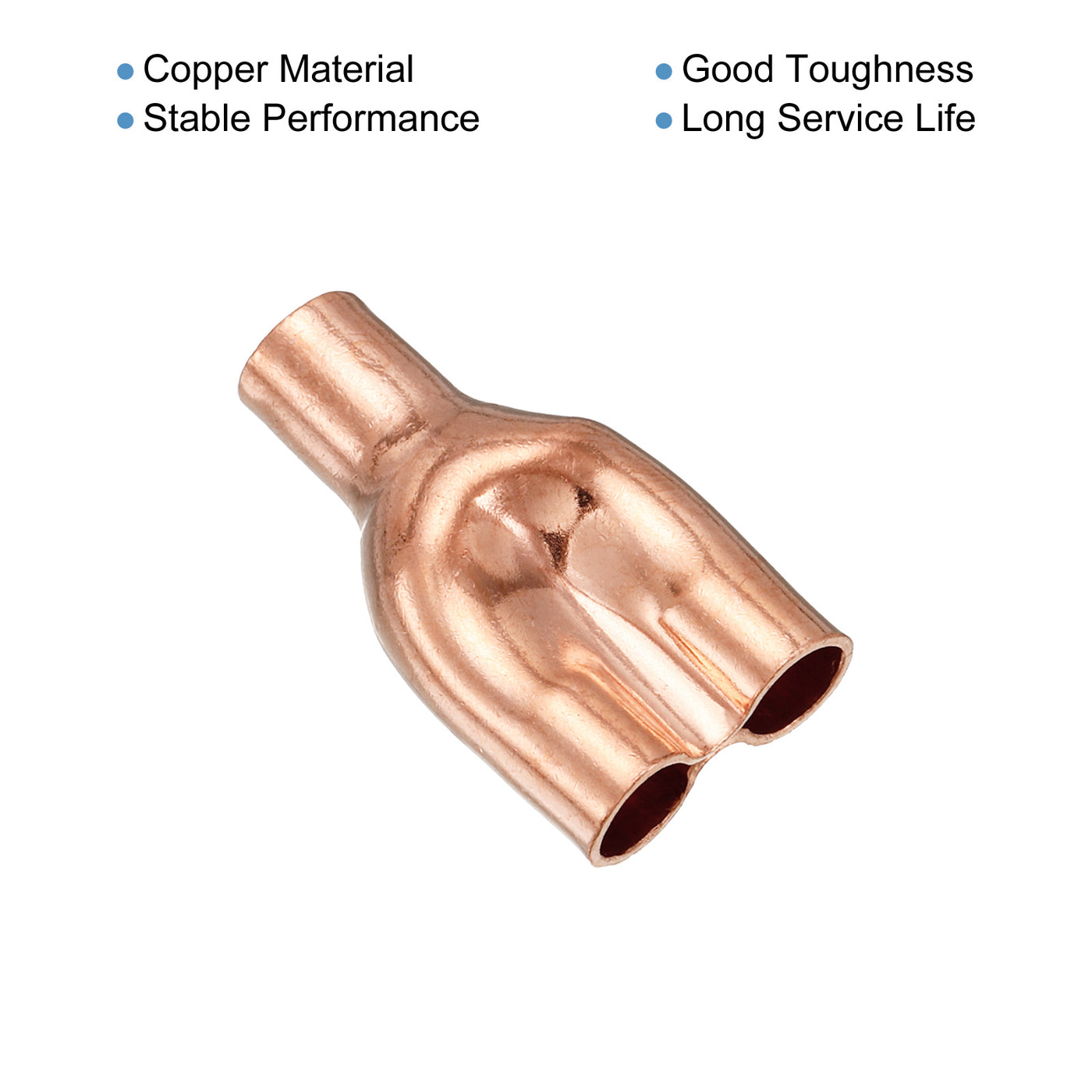 Harfington Tee Y Type Copper Fitting Welding Joint Split Union Intersection 6.35mm or 1/4 Inch ID for HVAC, Air Conditioning Refrigeration System, Pack of 5