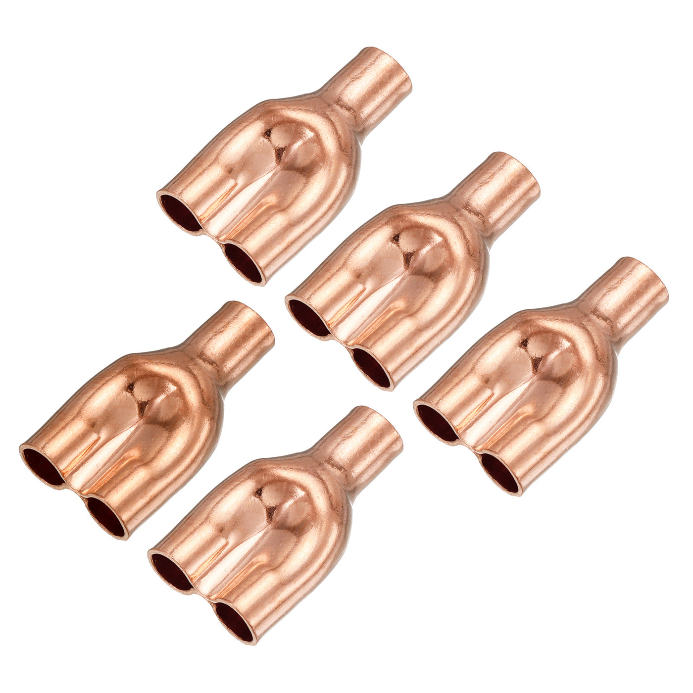 Harfington Tee Y Type Copper Fitting Welding Joint Split Union Intersection 6.35mm or 1/4 Inch ID for HVAC, Air Conditioning Refrigeration System, Pack of 5