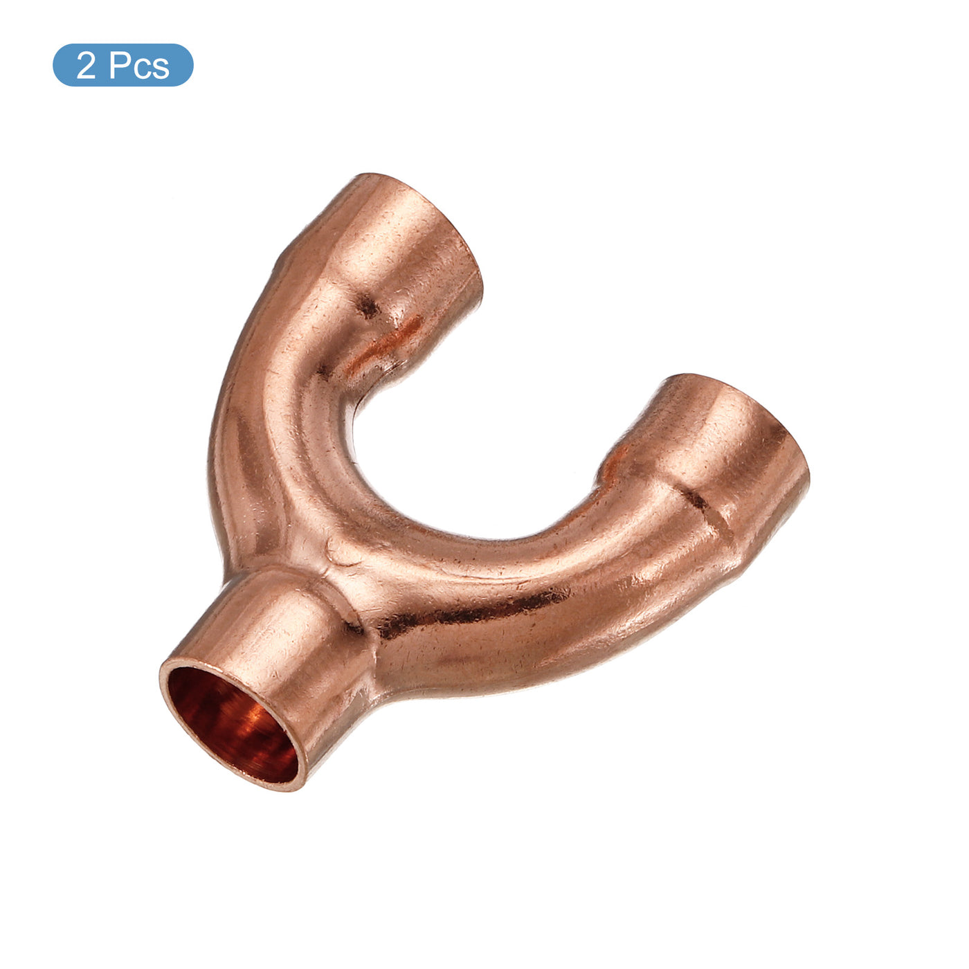 Harfington Tee Y Shape Copper Fitting Welding Joint Split Union Connector 9.52mm or 3/8 Inch ID for HVAC, Air Conditioning Refrigeration System, Pack of 2