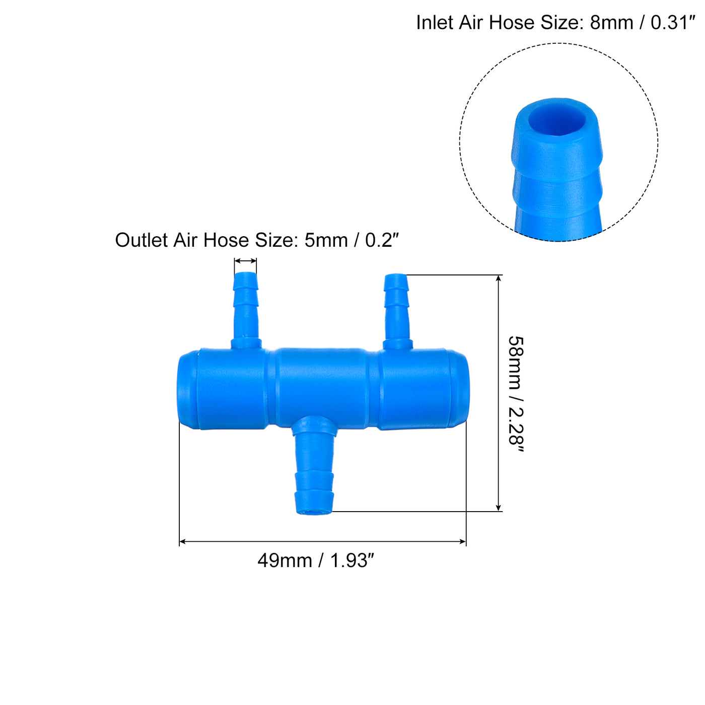 uxcell Uxcell 2 Stück Luftlinie Schlauchspalter Anschluss 49mm/1.93" 2 Wege Fish Tank Sauerstoff Rohr Luftschlauch Adapter für Aquarium Blau