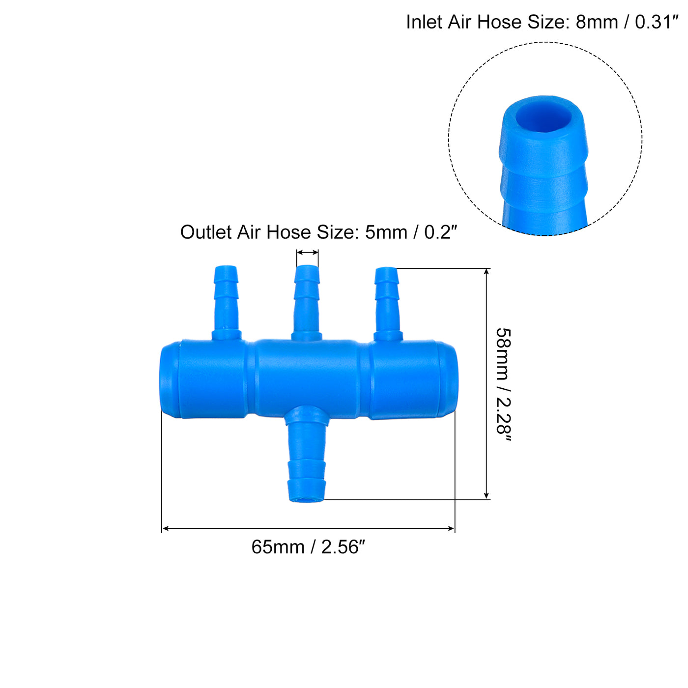 uxcell Uxcell 2 Stück Luftlinie Schlauchspalter Anschluss 65mm/2.56" 3 Wege Fish Tank Sauerstoff Rohr Luftschlauch Adapter für Aquarium Blau