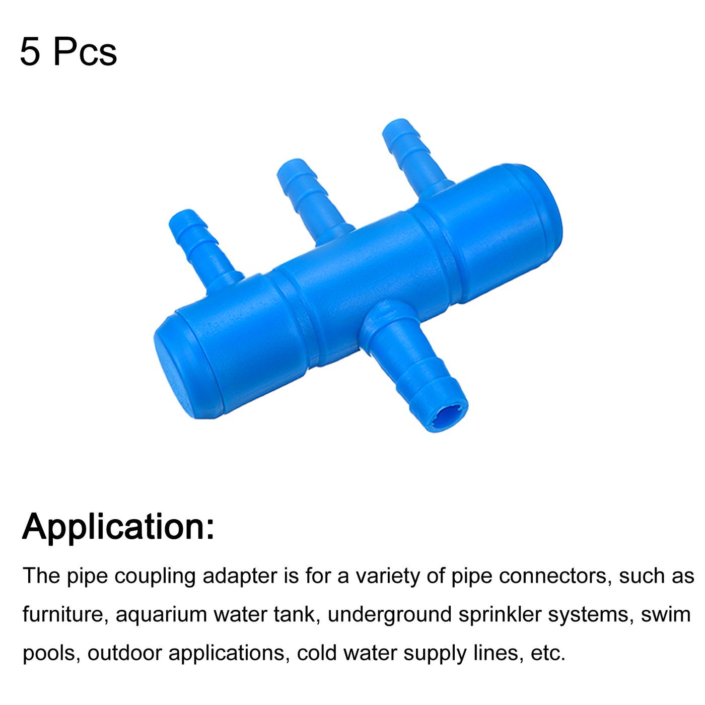 uxcell Uxcell 5 Stück Luftlinie Schlauchspalter Anschluss 65mm/2.56" 3 Wege Fish Tank Sauerstoff Rohr Luftschlauch Adapter für Aquarium Blau