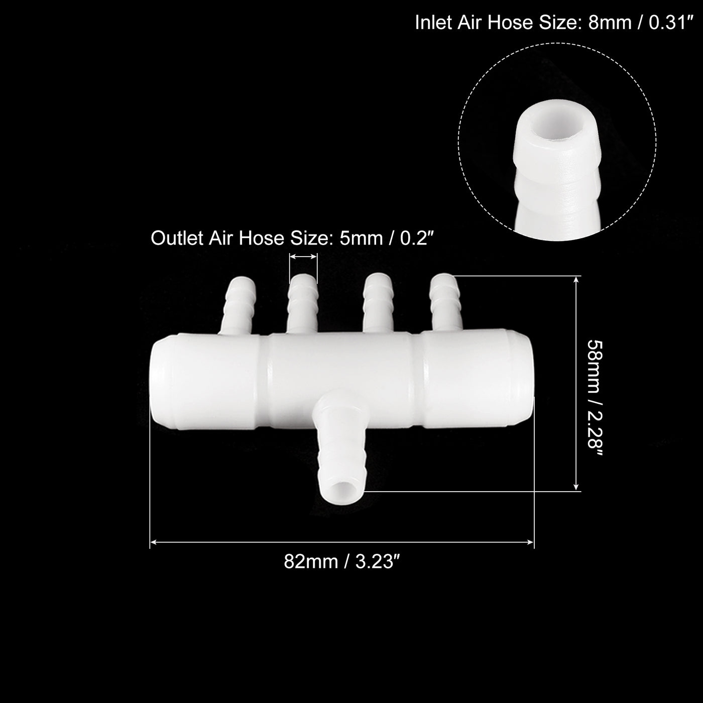 uxcell Uxcell 2 Stück Luftlinie Schlauchspalter Anschluss 82mm/3.23" 4 Wege Fish Tank Sauerstoff Rohr Luftschlauch Adapter für Aquarium Weiß