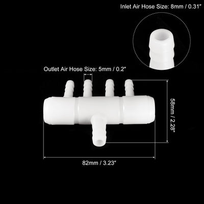 Harfington Uxcell 2 Stück Luftlinie Schlauchspalter Anschluss 82mm/3.23" 4 Wege Fish Tank Sauerstoff Rohr Luftschlauch Adapter für Aquarium Weiß