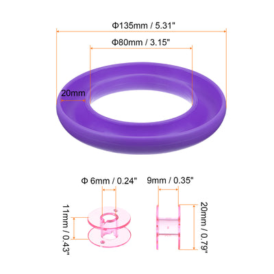 Harfington Silicone Bobbin Ring Holder and 20 Plastic Bobbins Set, Purple/Pink