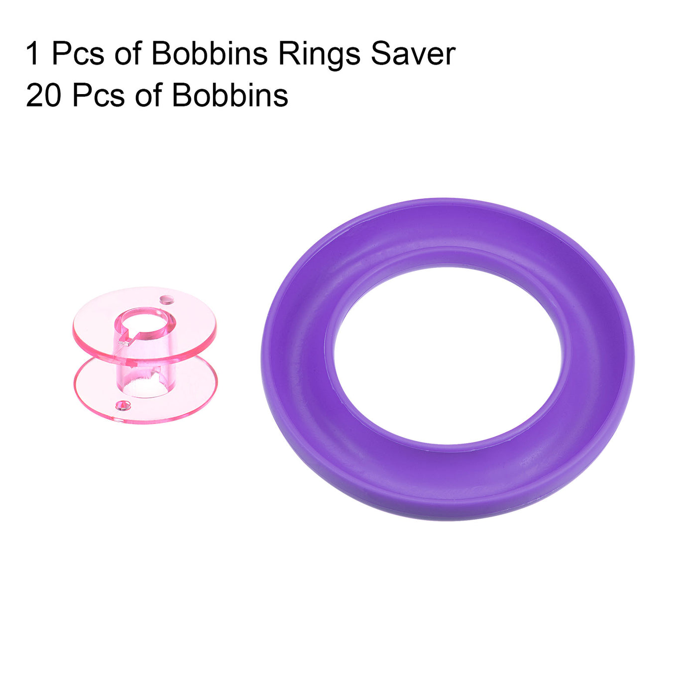 Harfington Silicone Bobbin Ring Holder and 20 Plastic Bobbins Set, Purple/Pink