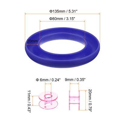 Harfington Silicone Bobbin Ring Holder and 20 Plastic Bobbins Set, Dark Blue/Pink