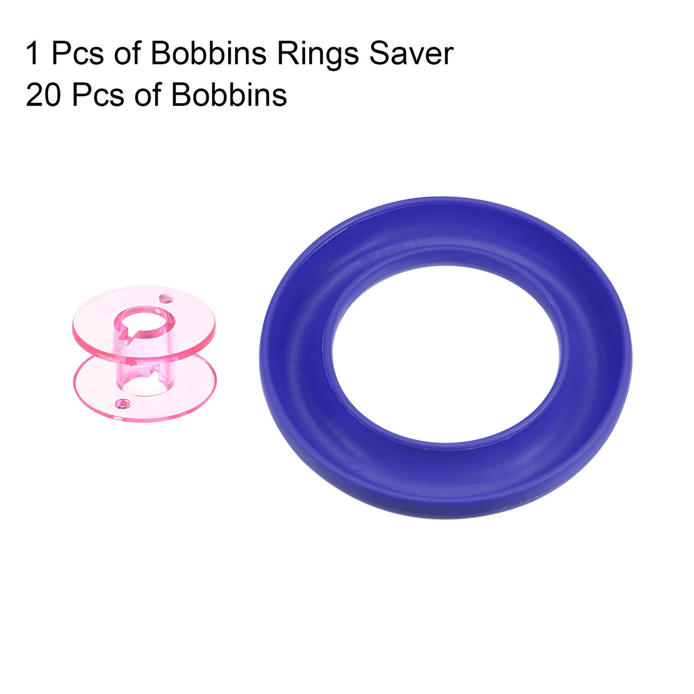 Harfington Silicone Bobbin Ring Holder and 20 Plastic Bobbins Set, Dark Blue/Pink