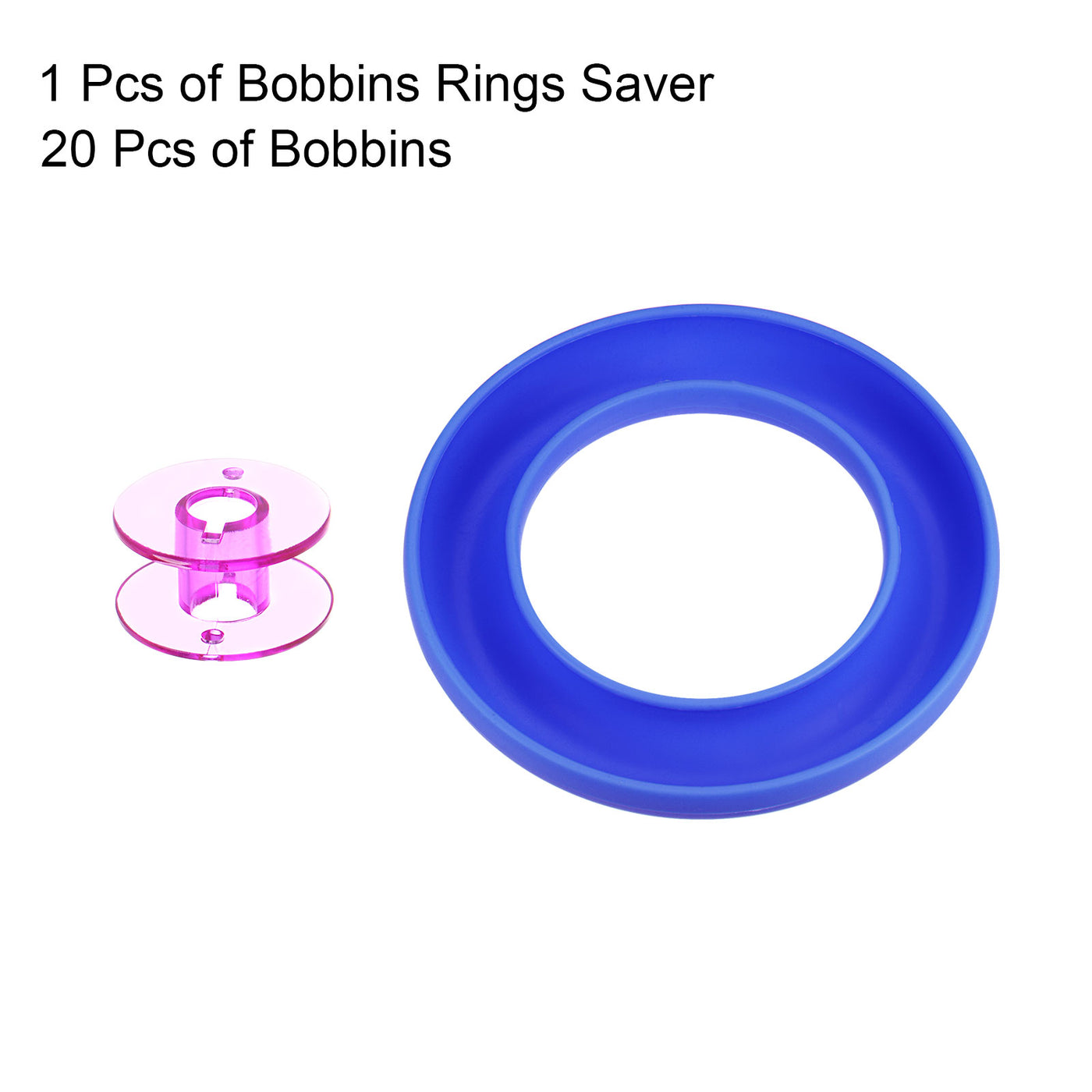 Harfington Silicone Bobbin Ring Holder and 20 Plastic Bobbins Set, Blue/Purple