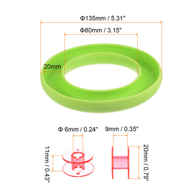 Harfington Silicone Bobbin Ring Holder and 20 Plastic Bobbins Set, Green/Red