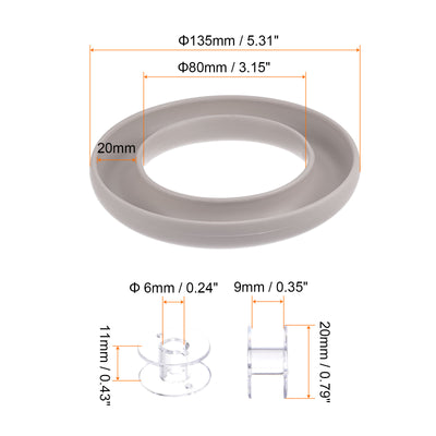 Harfington Silicone Bobbin Ring Holder and 20 Plastic Bobbins Set, Beige & Transparent