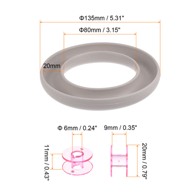 Harfington Silicone Bobbin Ring Holder and 20 Plastic Bobbins Set, Beige/Pink