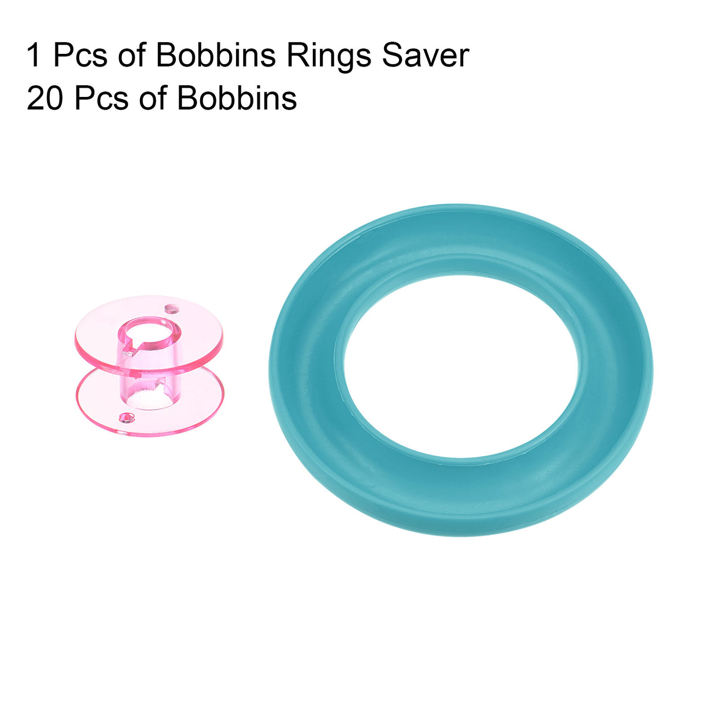 Harfington Silicone Bobbin Ring Holder and 20 Plastic Bobbins Set, Light Blue/Pink