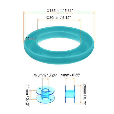 Harfington Silicone Bobbin Ring Holder and 20 Plastic Bobbins Set, Light Blue