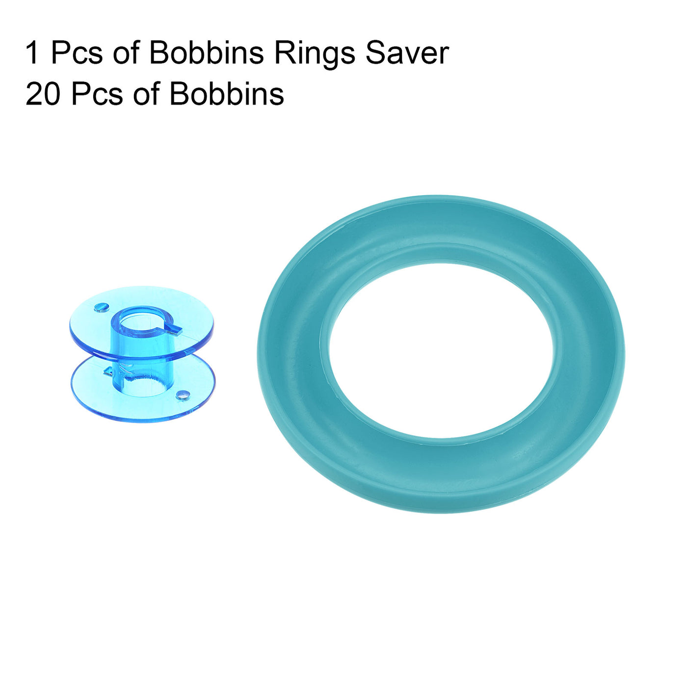 Harfington Silicone Bobbin Ring Holder and 20 Plastic Bobbins Set, Light Blue