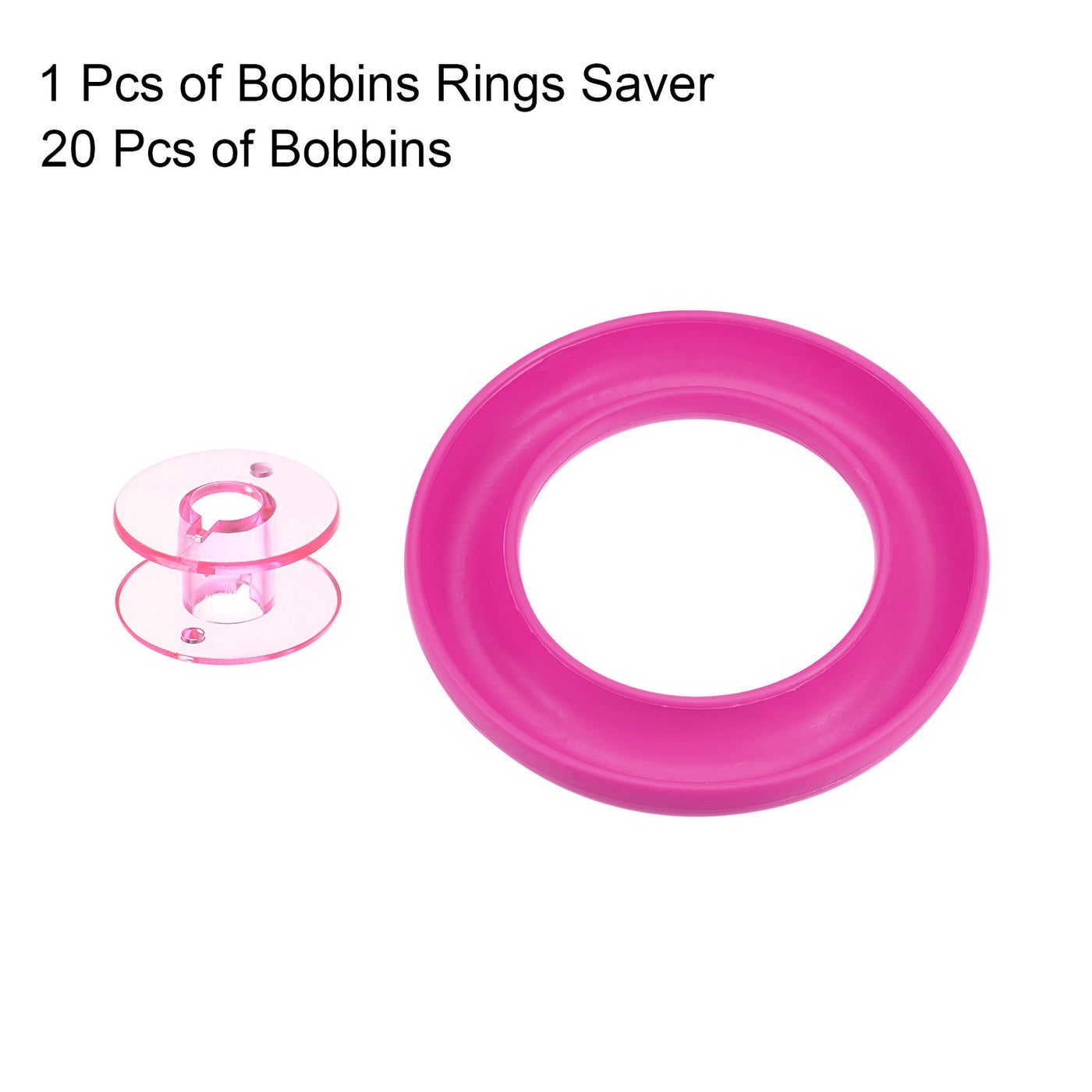 Harfington Silicone Bobbin Ring Holder and 20 Plastic Bobbins Set, Rose Red/Pink