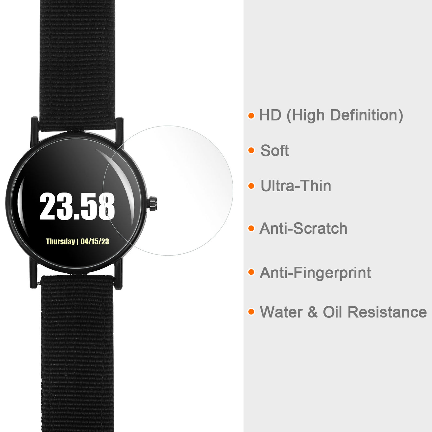 Harfington 5pcs Watch Glass Screen Protectors 31mm HD High Definition PET Smartwatch Film