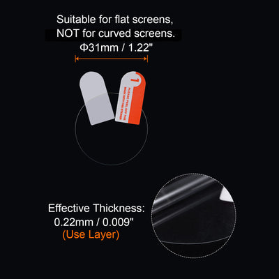 Harfington 5pcs Watch Glass Screen Protectors 31mm HD High Definition PET Smartwatch Film