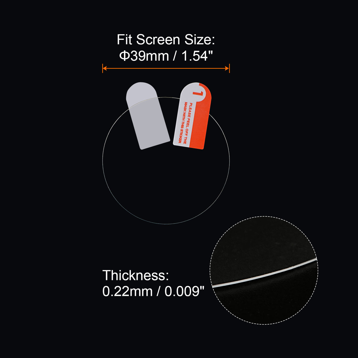 Harfington 5Stk. Bildschirmschutz Uhr 39mm Durchmesser 0,22mm dick HD weich Anti-Luftblasen klar, geeignet für flache Armbanduhr