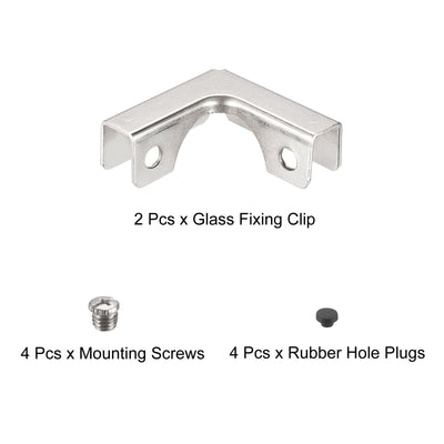 Harfington Glass Fixing Clip, L-shaped Glass Combination Fixing Bracket Reinforced Clip Clamp Hardware Glass Accessories